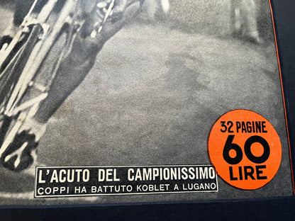 Vintage Cycling Print - Fausto Coppi, Bianchi, Original 1951