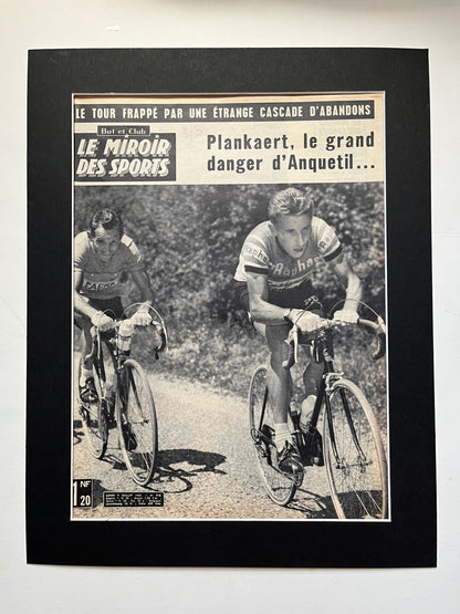 Vintage Cycling Print - Tour de France, Jacques Anquetil, Original  1962