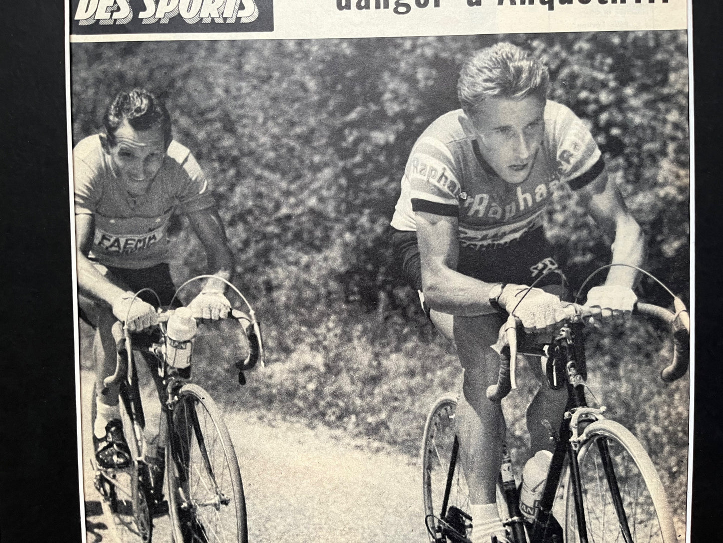 Vintage Cycling Print - Tour de France, Jacques Anquetil, Original  1962