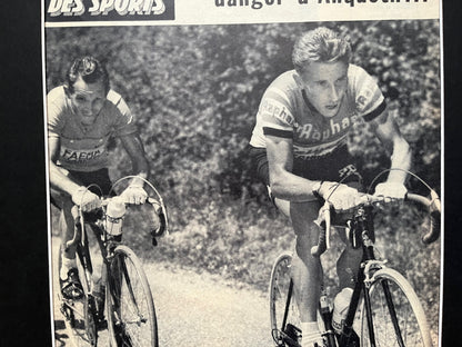 Vintage Cycling Print - Tour de France, Jacques Anquetil, Original  1962