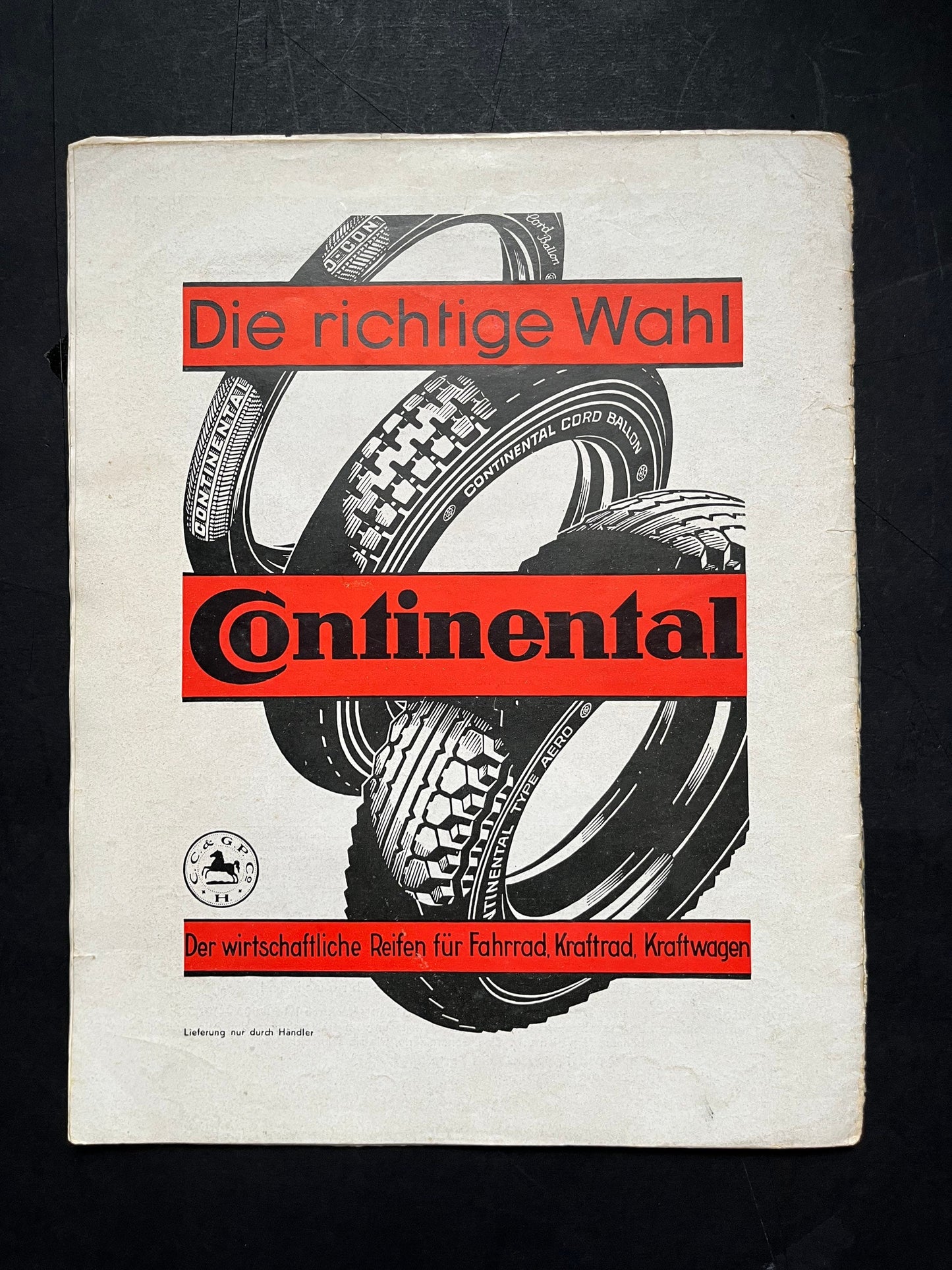 Vintage Advertising Print - Continental Tyres, c1936