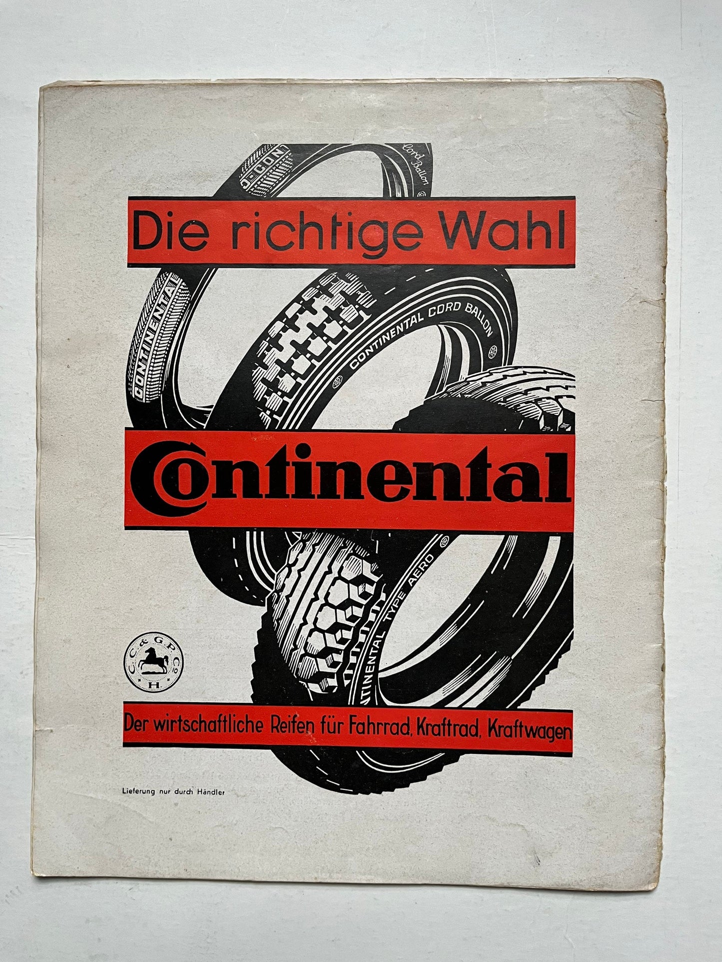 Vintage Advertising Print - Continental Tyres, c1936