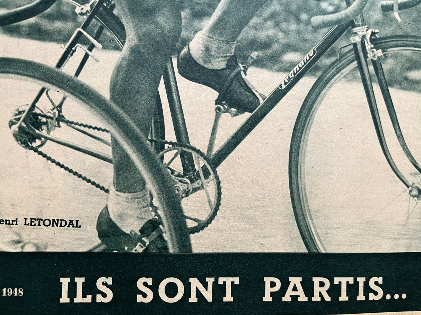 Vintage Cycling Print - Tour de France, Gino Bartali, Maillot Jaune, 1948