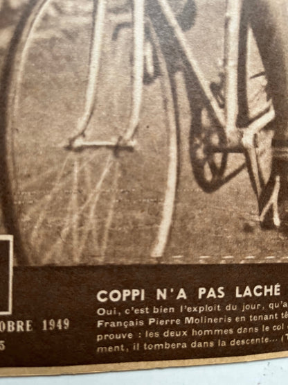 Vintage Cycling Print - Fausto Coppi, Original 1949