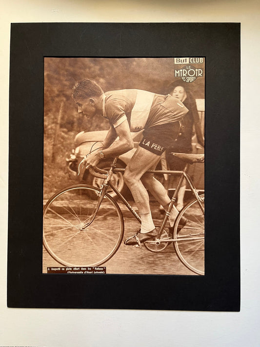 Vintage Cycling Print - Jacques Anquetil, Tour de France, Original  1957