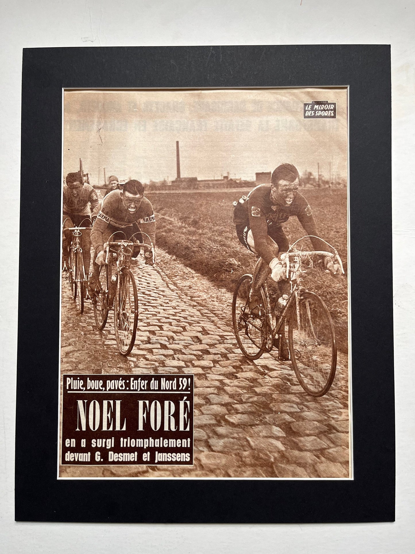 Vintage Cycling Print - Paris Roubaix Race, 1959