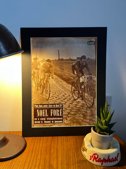 Vintage Cycling Print - Paris Roubaix Race, 1959