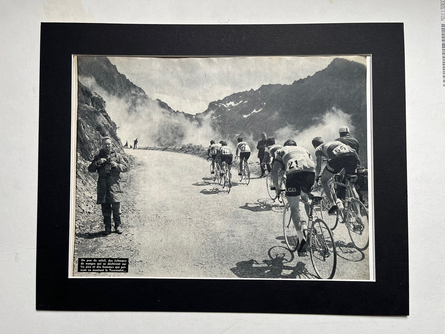 Vintage Cycling Print - Tour de France, Tourmalet Peloton, Original 1961