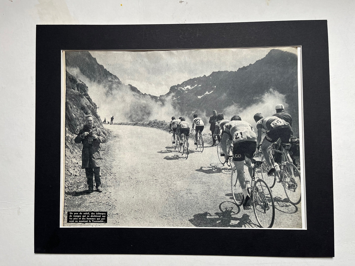 Vintage Cycling Print - Tour de France, Tourmalet Peloton, Original 1961