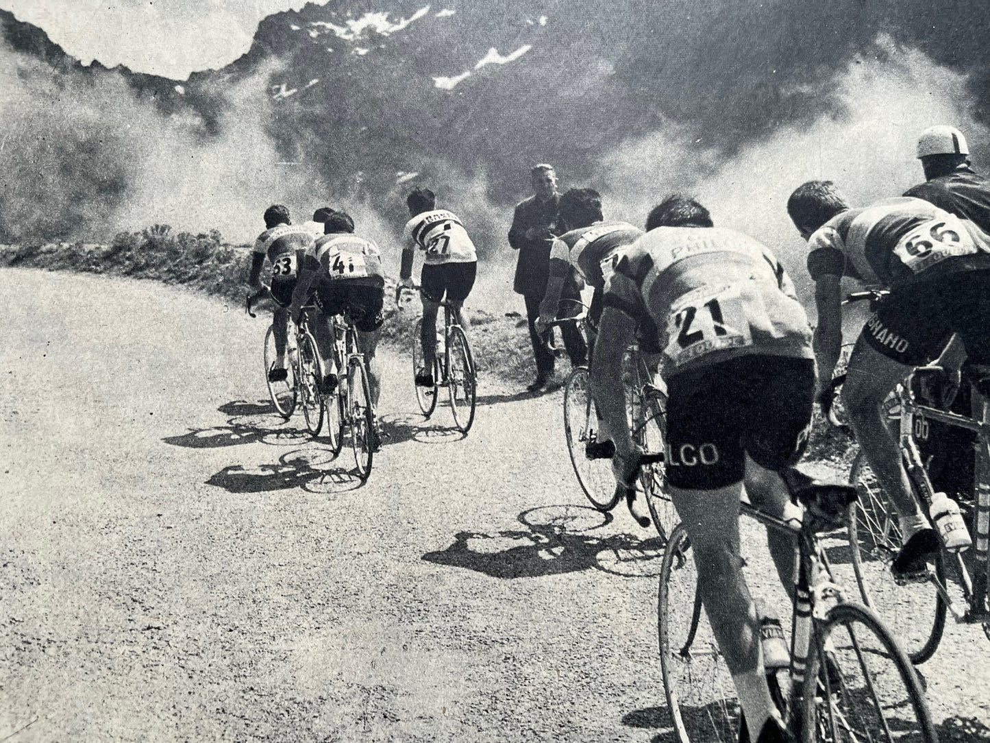 Vintage Cycling Print - Tour de France, Tourmalet Peloton, Original 1961