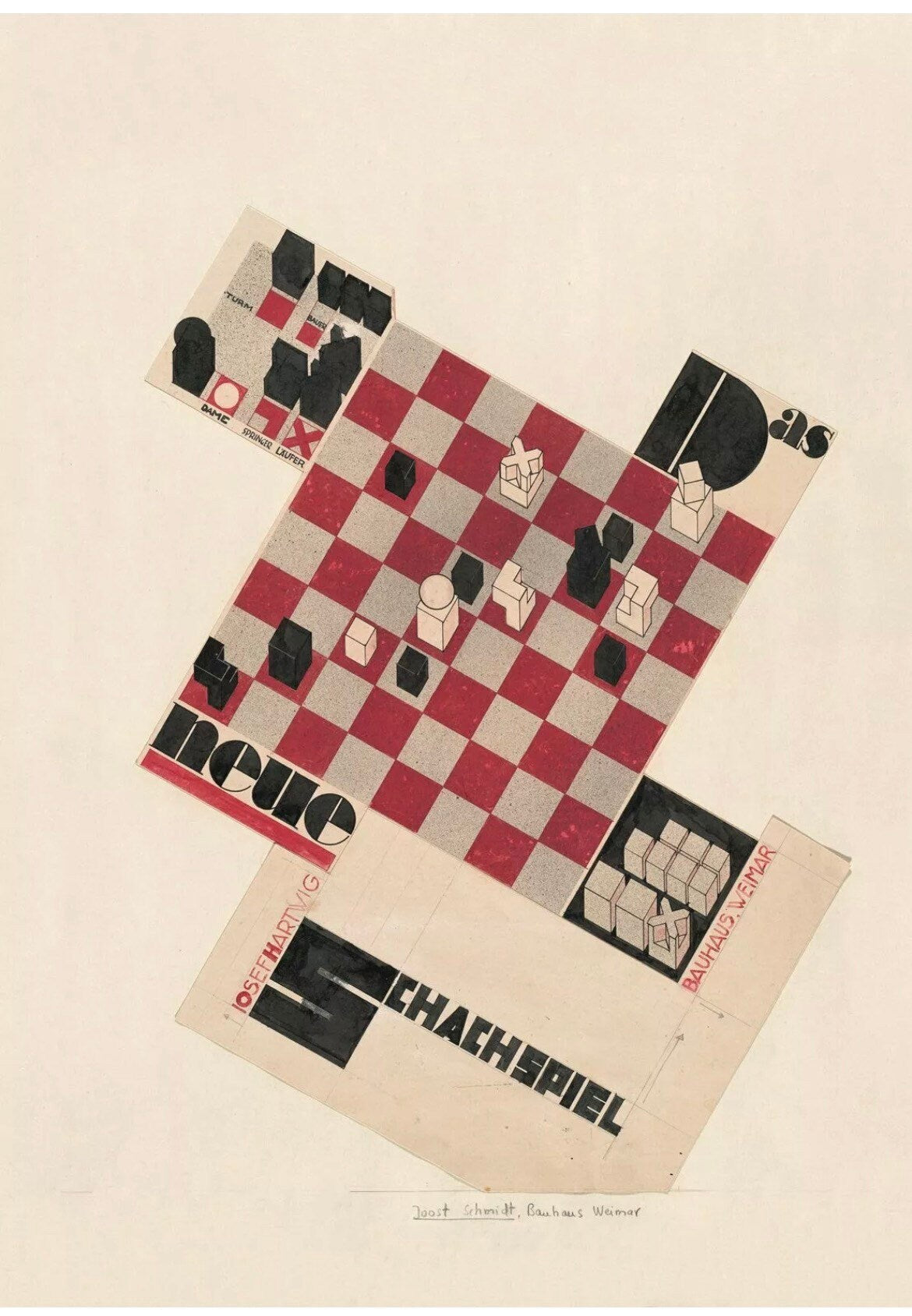 Vintage Design Poster - 'The Chess Game', Joost Schmidt, Bauhaus 1923