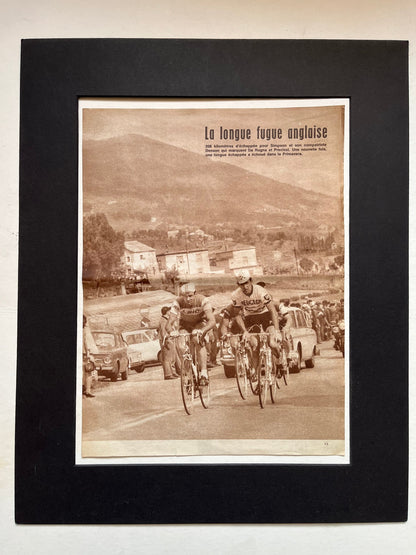 Vintage Cycling Print - Tom Simpson/Peugeot, Milan/San Remo, Original 1967