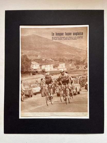 Vintage Cycling Print - Tom Simpson/Peugeot, Milan/San Remo, Original 1967