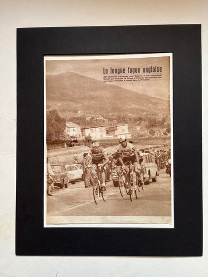 Vintage Cycling Print - Tom Simpson/Peugeot, Milan/San Remo, Original 1967