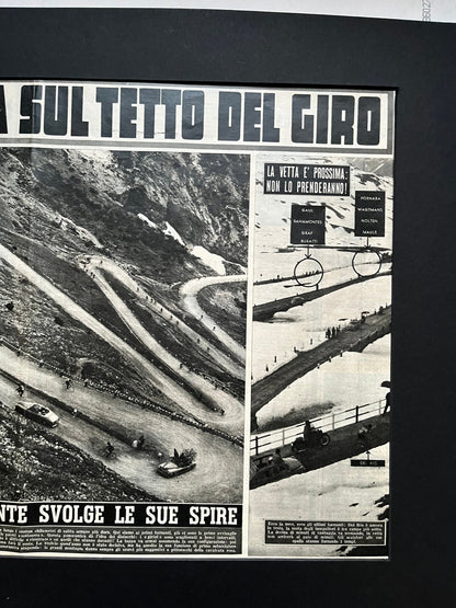 Vintage Cycling Print - Giro D’Italia, Italian Alps, Original 1953