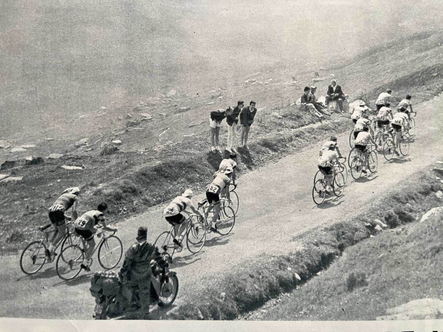 Vintage Cycling Print - Tour de France, Tourmalet Peloton, Original 1959