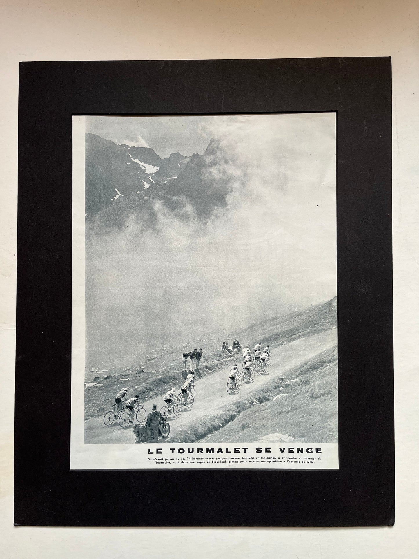 Vintage Cycling Print - Tour de France, Tourmalet Peloton, Original 1959