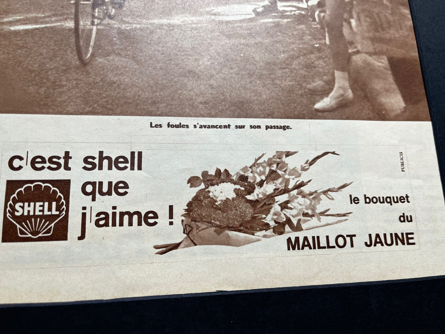 Vintage Cycling Print - Tour de France, Maillot Jaune, Shell Sponsored, Original 1961