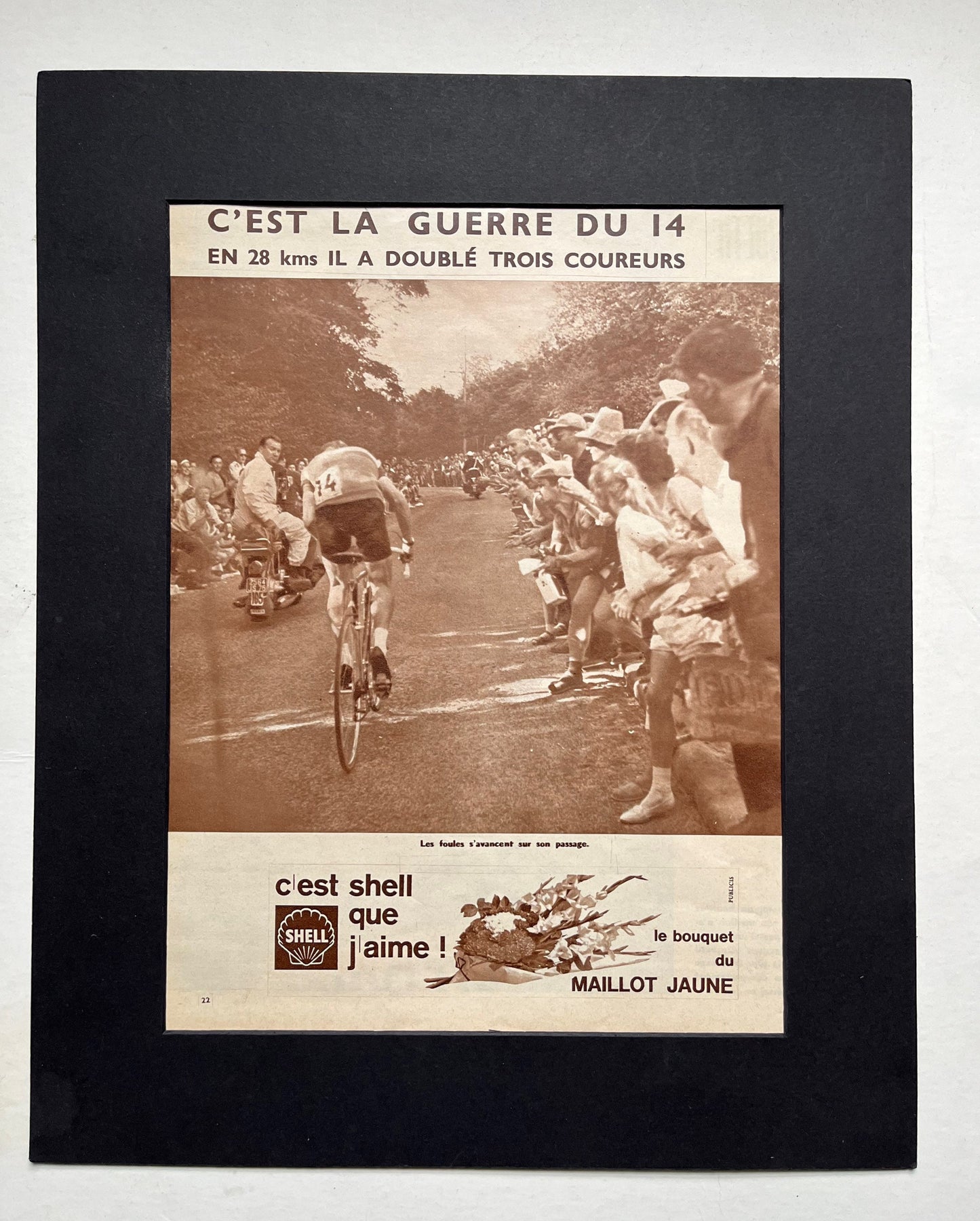 Vintage Cycling Print - Tour de France, Maillot Jaune, Shell Sponsored, Original 1961