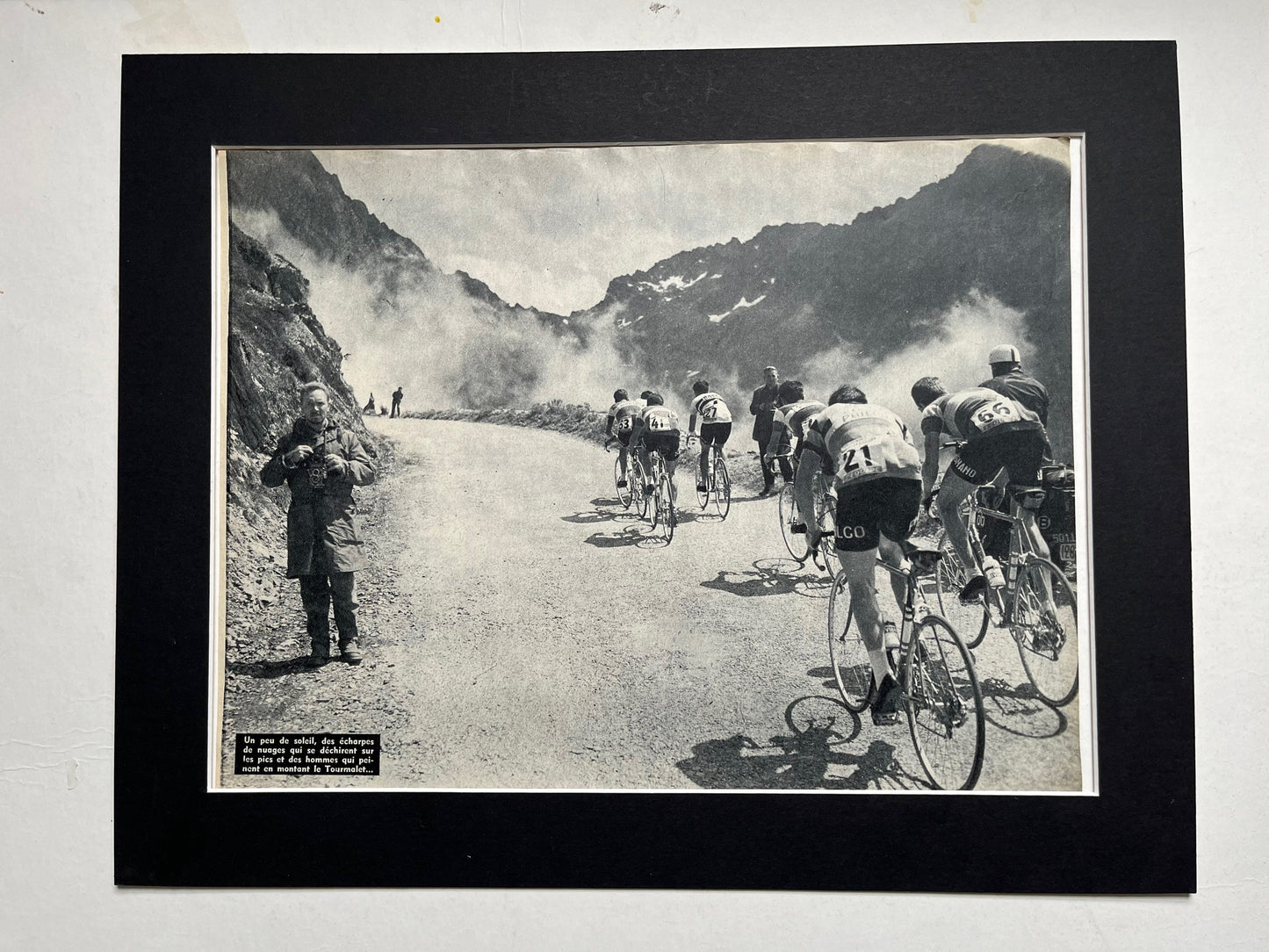 Vintage Cycling Print - Tour de France, Tourmalet Peloton, Original 1961