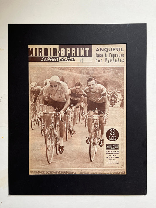 Vintage Cycling Print - Jacques Anquetil, Tour de France, Original 1957