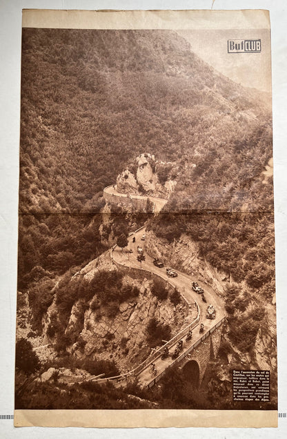 Vintage Cycling Print - Tour de France Peloton, Le Col du Castillon, Original  1952