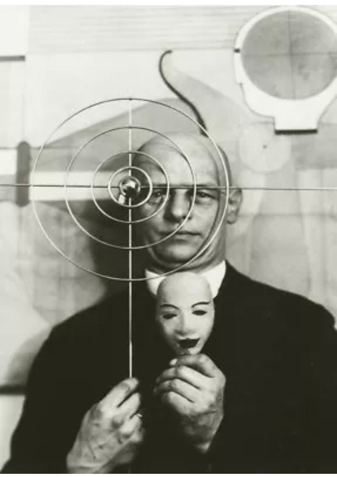 Vintage Bauhaus Poster - Oskar Schlemmer, Self Portrait holding Mask, 1924