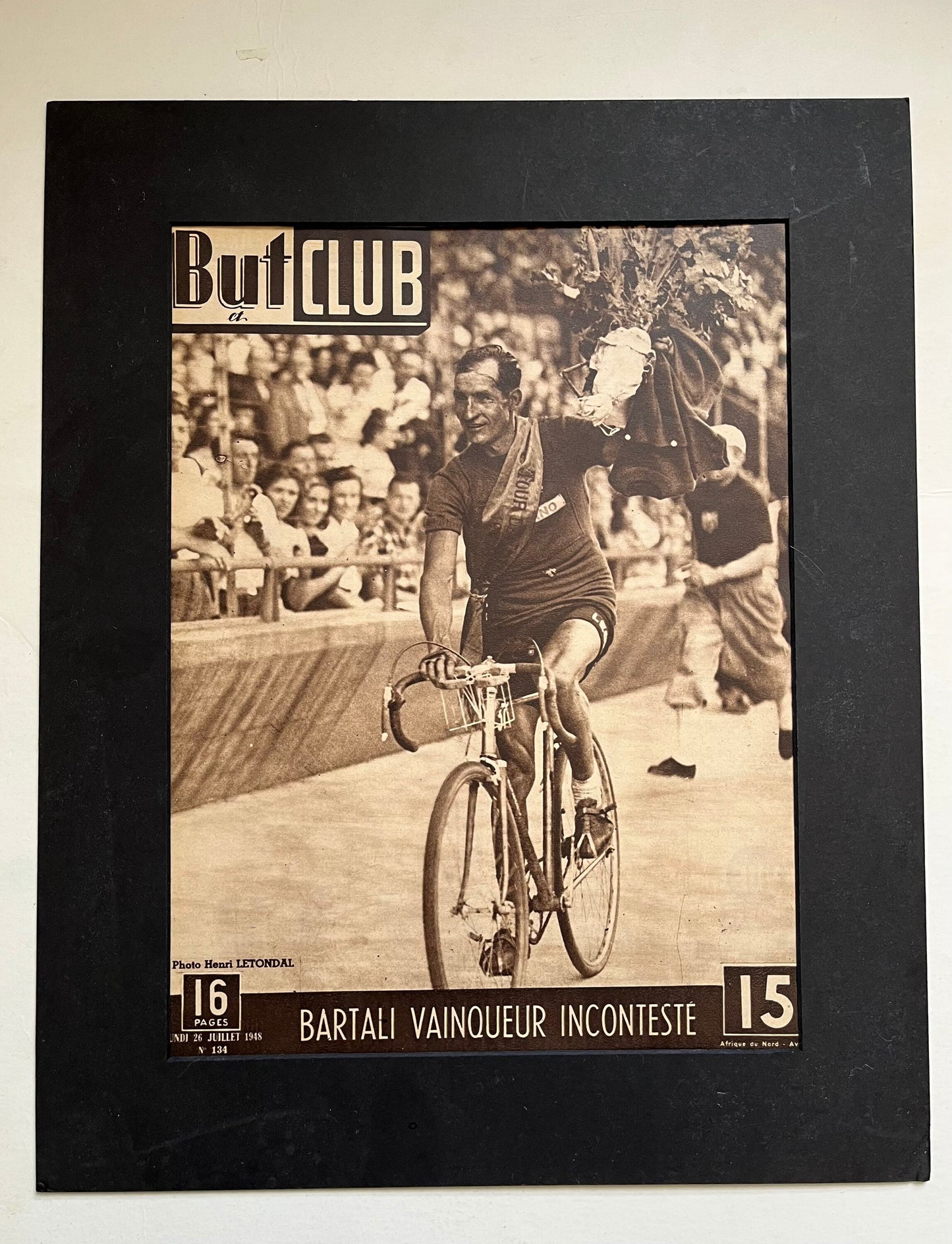 Vintage Cycling Print - Tour de France Winner, Gino Bartali, Original 1948