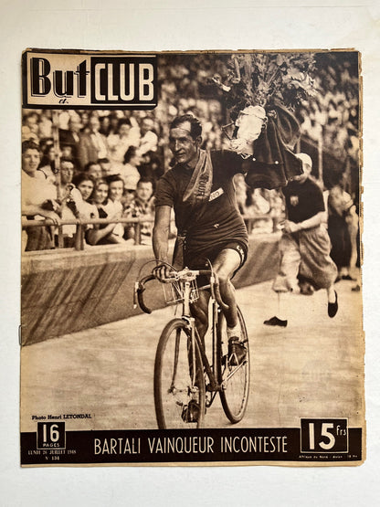 Vintage Cycling Print - Tour de France Winner, Gino Bartali, Original 1948