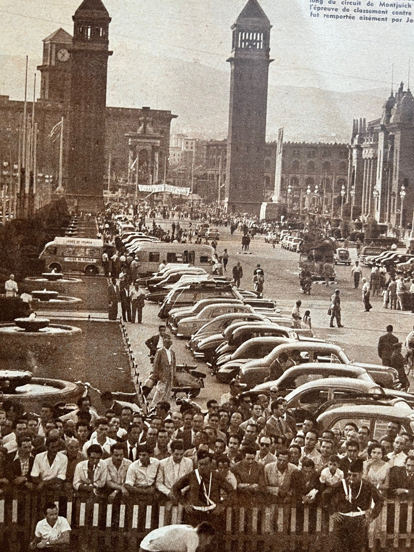 Vintage Cycling Print - Jacques Anquetil, Tour de France Montjuich, Original 1957
