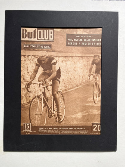 Vintage Cycling Print - Bianchi, Fausto Coppi, Original 1950