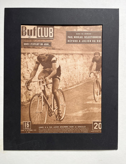 Vintage Cycling Print - Bianchi, Fausto Coppi, Original 1950