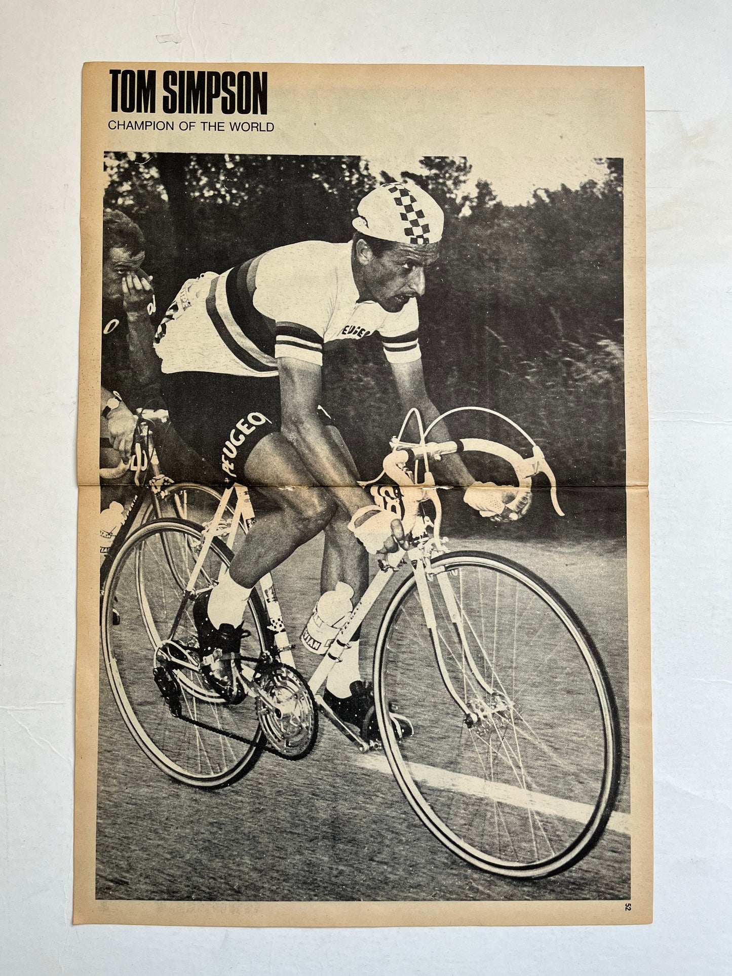 Vintage Cycling Print - Tom Simpson/Peugeot, Original 1966