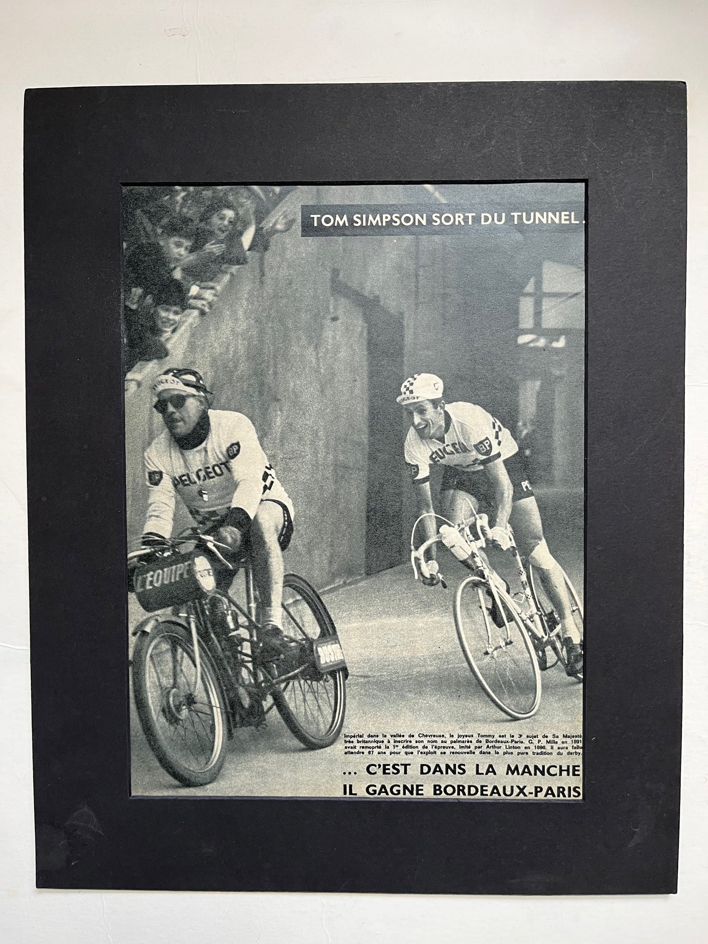 Vintage Cycling Print - Tom Simpson/Peugeot, Bordeaux to Paris, Original c1963