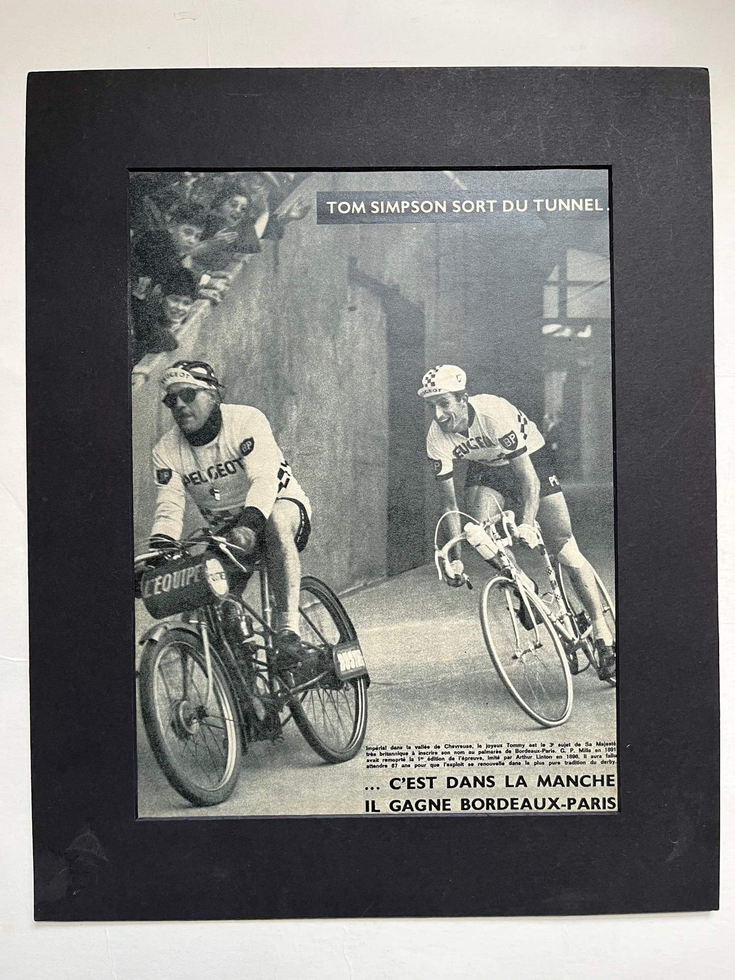 Vintage Cycling Print - Tom Simpson/Peugeot, Bordeaux to Paris, Original c1963