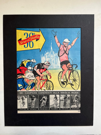 Vintage Cycling Print - Fausto Coppi/Bianchi, Original 1953, Giro d’Italia