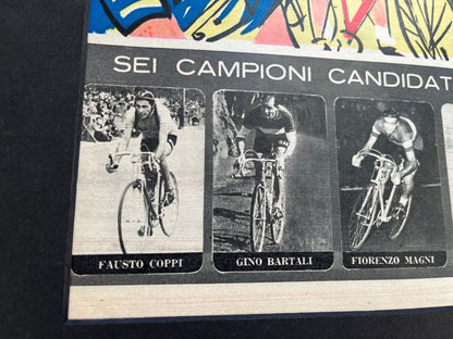 Vintage Cycling Print - Fausto Coppi/Bianchi, Original 1953, Giro d’Italia