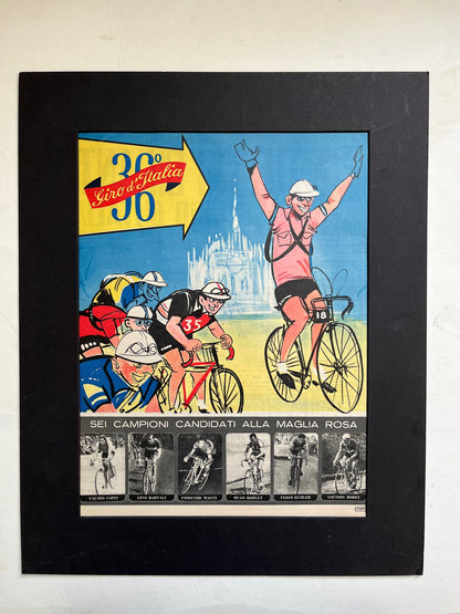 Vintage Cycling Print - Fausto Coppi/Bianchi, Original 1953, Giro d’Italia