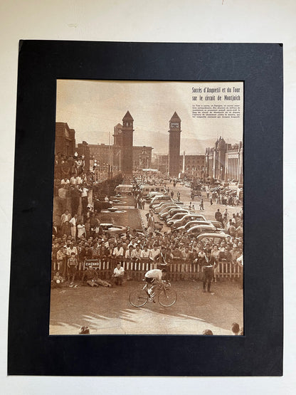 Vintage Cycling Print - Jacques Anquetil, Tour de France Montjuich, Original 1957