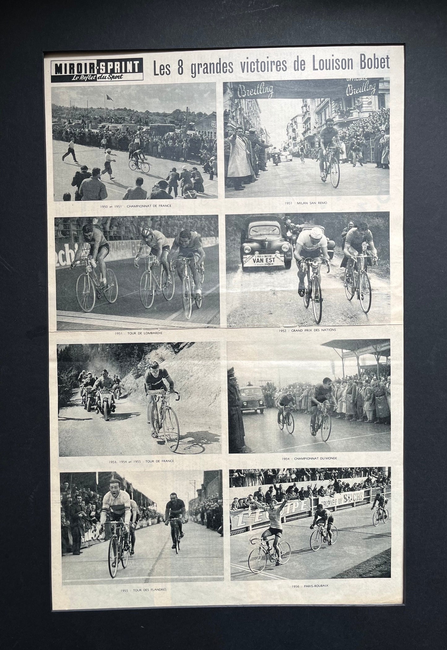 Vintage Cycling Print - Les 8 Grandes Victoires de Louison Bobet, Original c1951