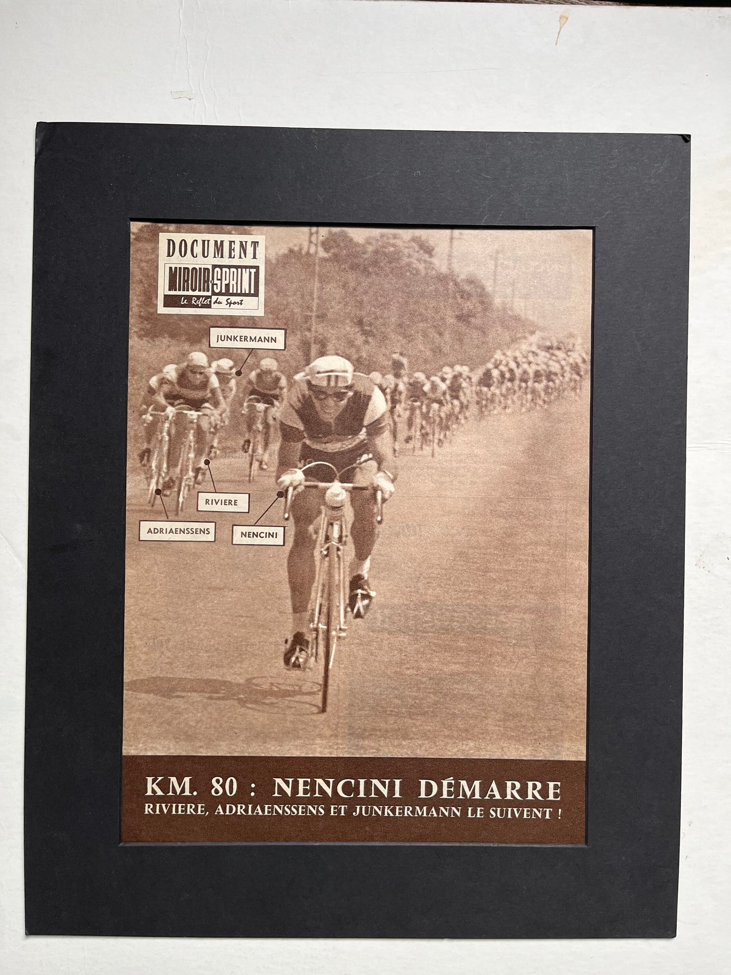 Vintage Cycling Print - Tour de Fance, Roger Rivière, Gaston Nencini, Original 1960