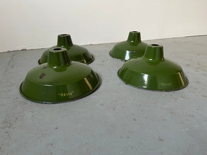 Vintage Industrial Lamp Shades - REVO 1930s/40s Dark Green, 1960s