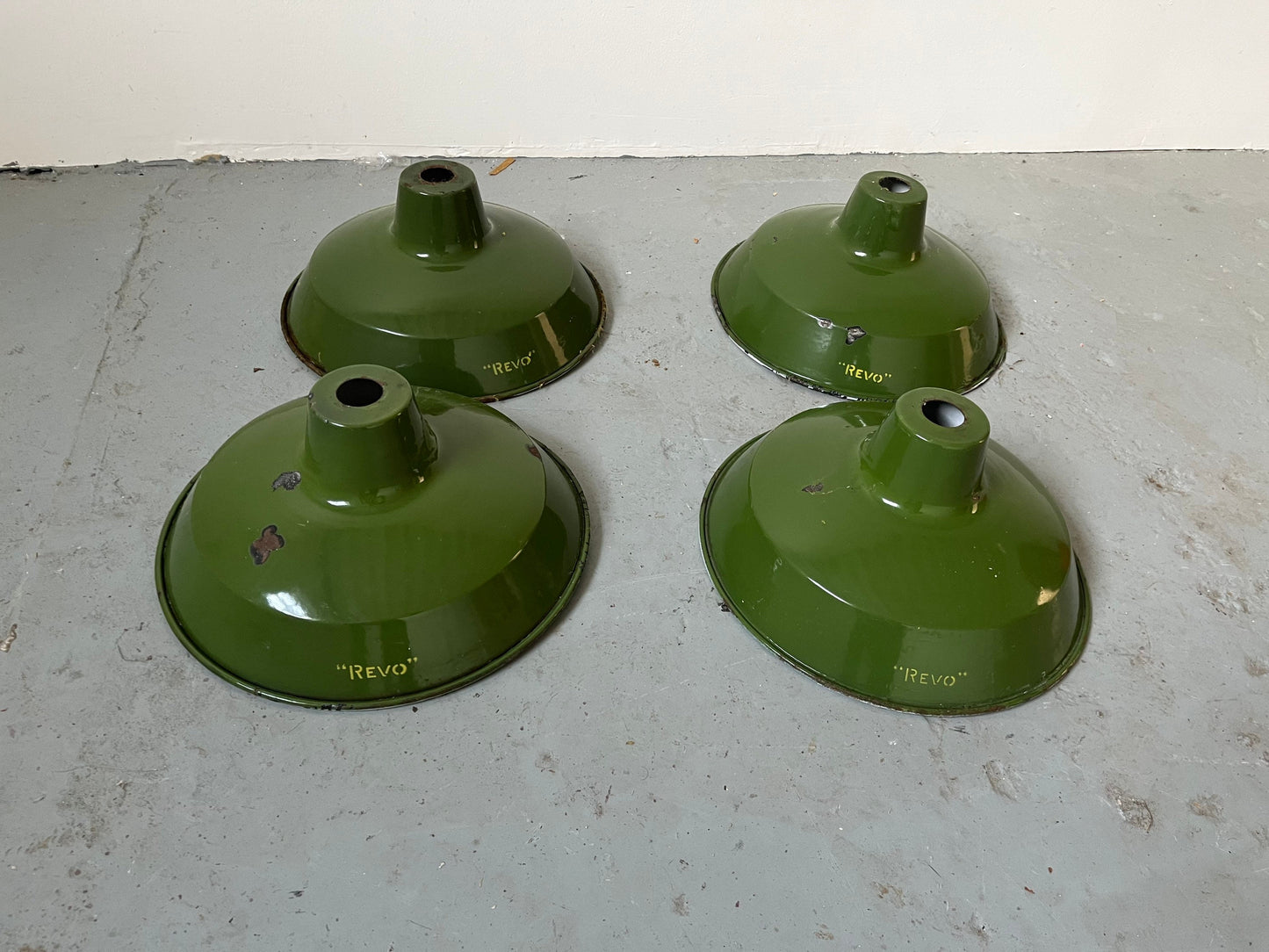 Vintage Industrial Lamp Shades - REVO 1930s/40s Dark Green, 1960s