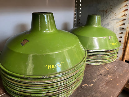 Vintage Industrial Lamp Shades - REVO 1930s/40s Dark Green, 1960s