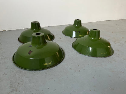 Vintage Industrial Lamp Shades - REVO 1930s/40s Dark Green, 1960s