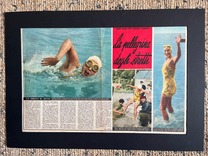 Vintage Italian swimming print c1953 Florence Chadwick