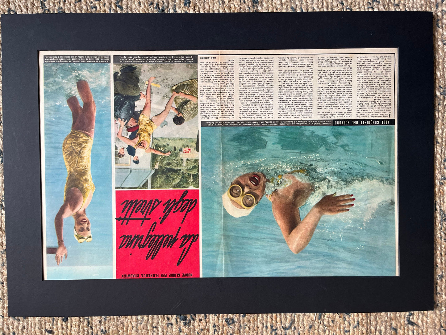 Vintage Italian swimming print c1953 Florence Chadwick