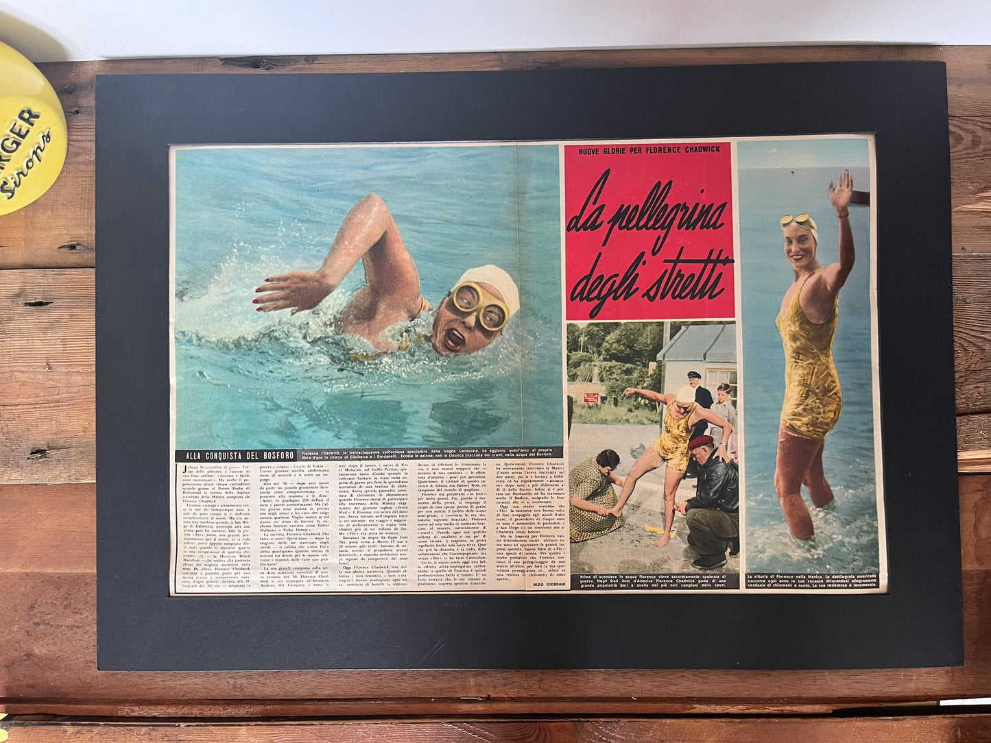 Vintage Italian swimming print c1953 Florence Chadwick