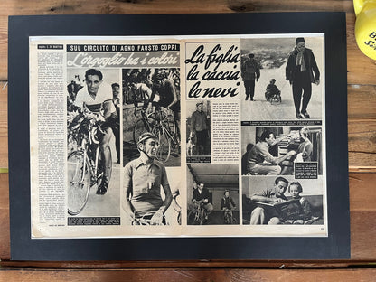 Vintage Cycling Print - Fausto Coppi, Bianchi, Original, 1950s