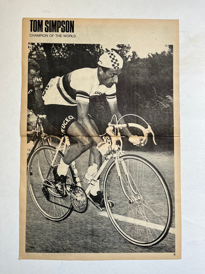 Vintage Cycling Print - Tom Simpson/Peugeot, Original 1966